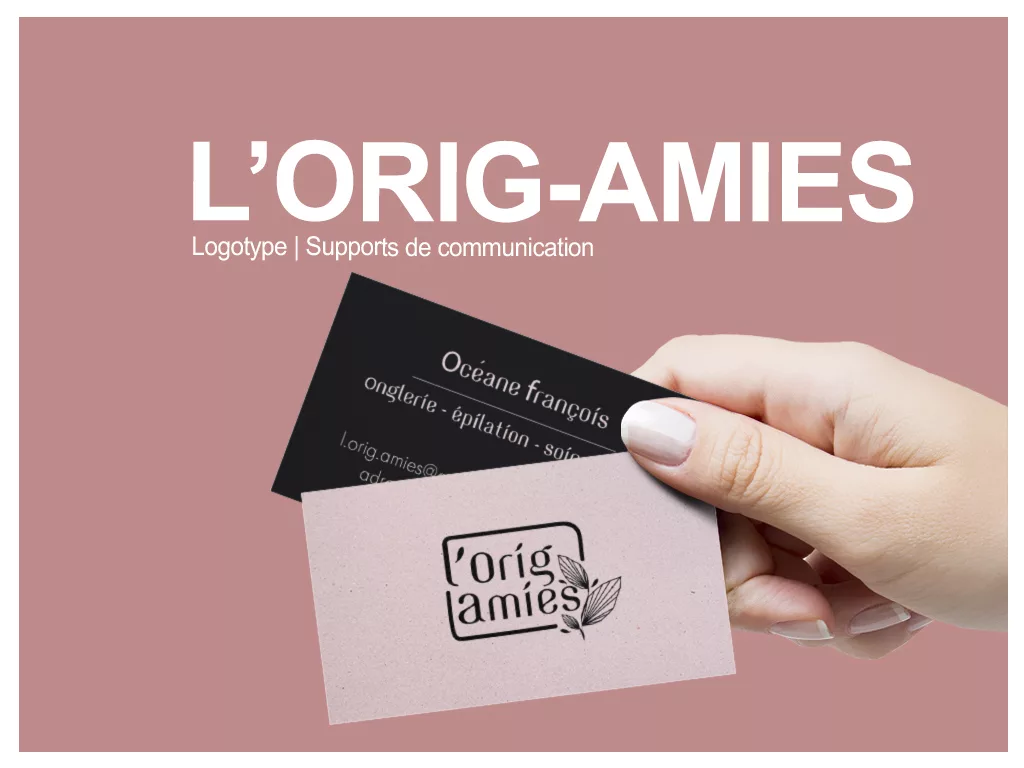 L'orig-amies logotype supports de communication salon de beauté onglerie soins esthétique