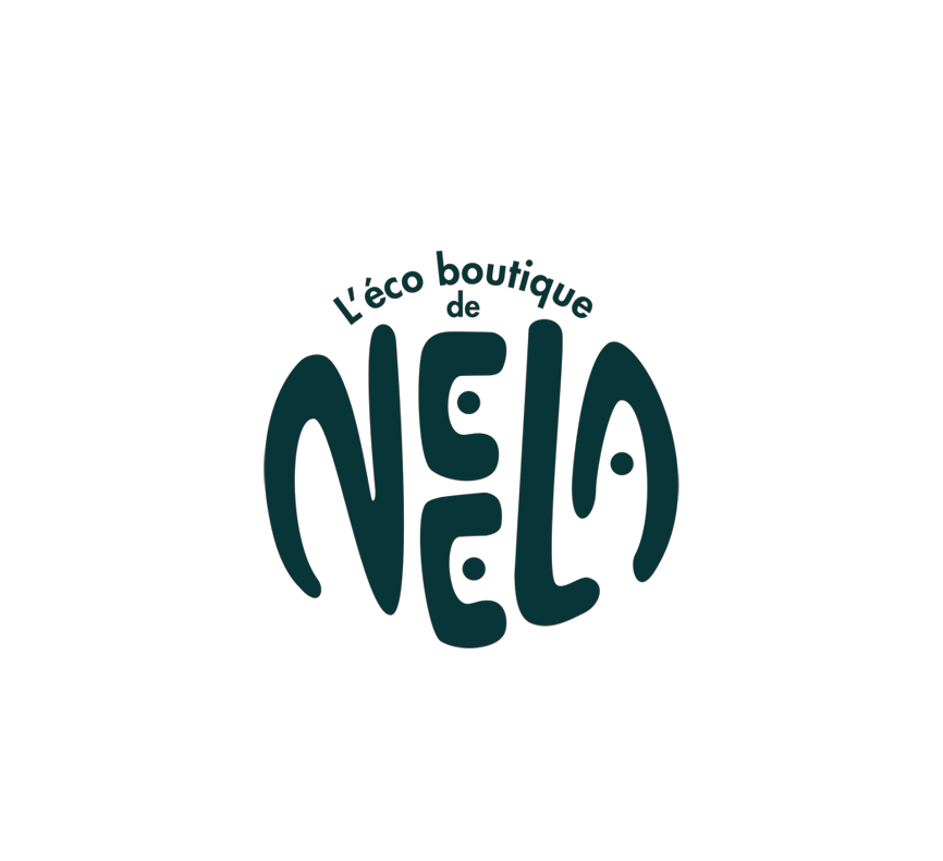L'éco boutique de Nella identité visuelle logotype logo devanture enseigne bois papeterie signalétique vitrine