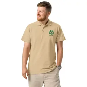 Polo BRODÉ - premium unisexe - BEIGE - BLANC